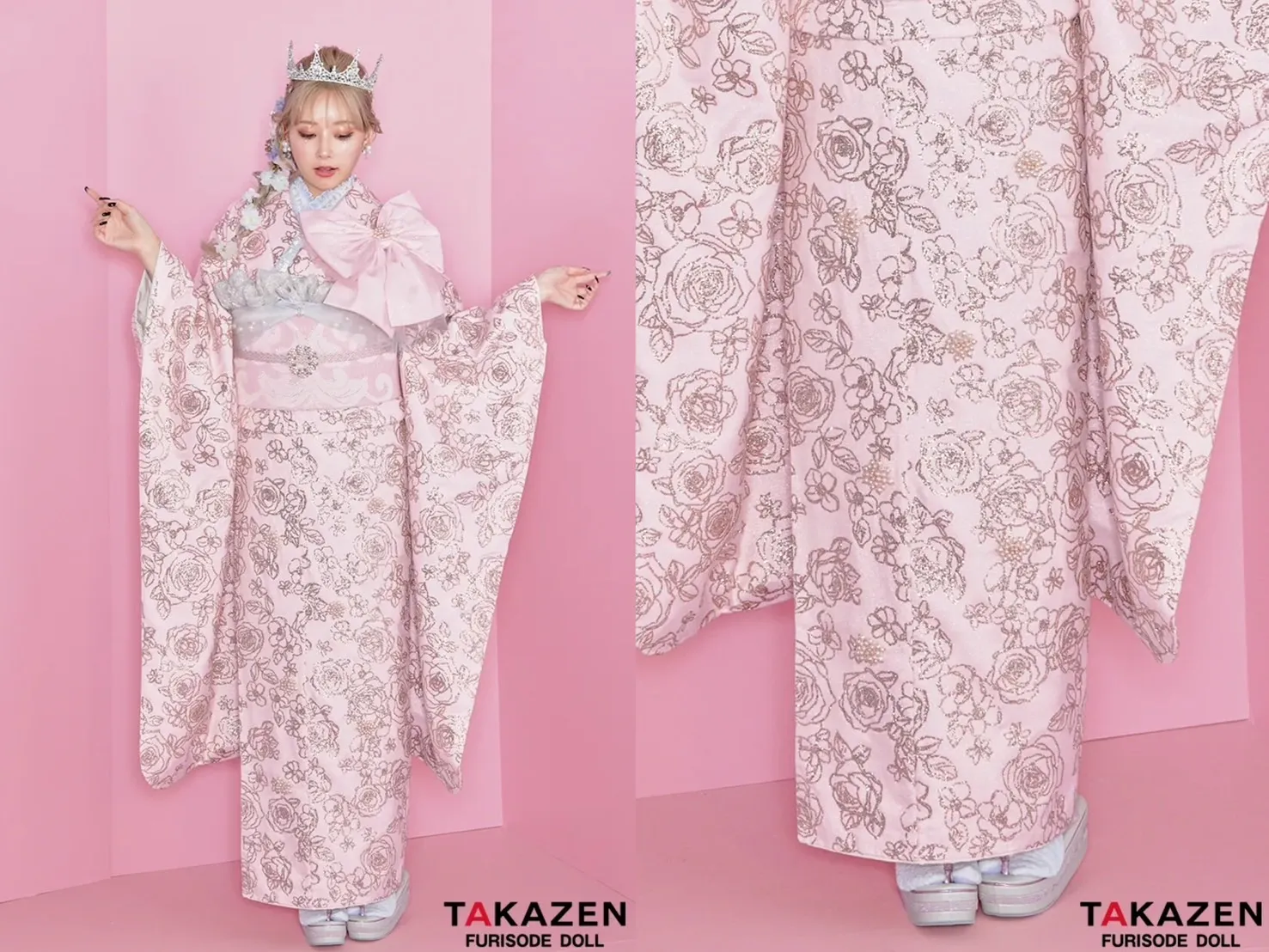 振袖　レンタル　奈良　成人式　キラキラ　かわいい　きれい　上品　リボン　グリッター