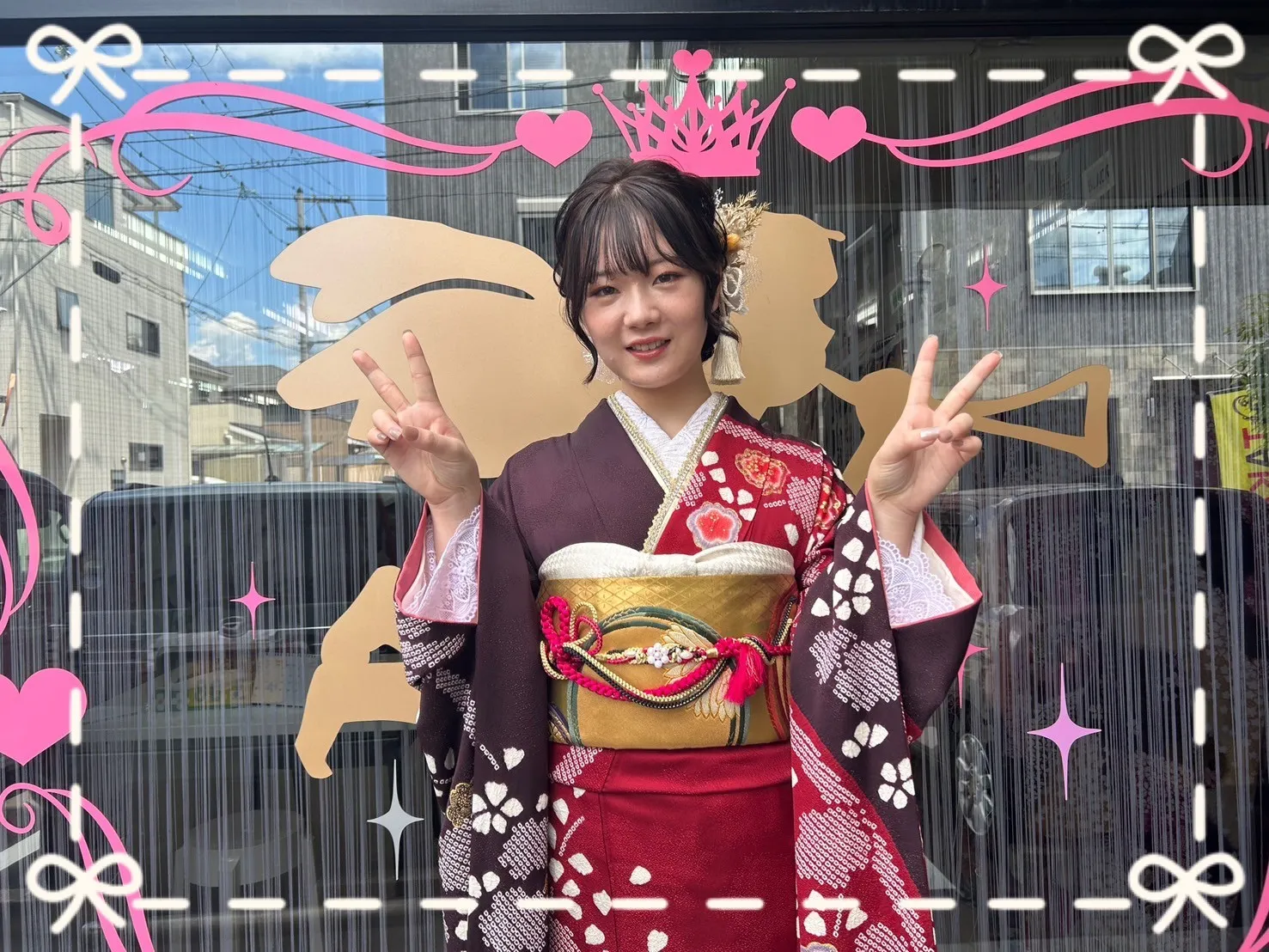 成人式　振袖　前撮り撮影会　奈良　かわいい　綺麗　絞り柄　赤　持ち込み　華やか