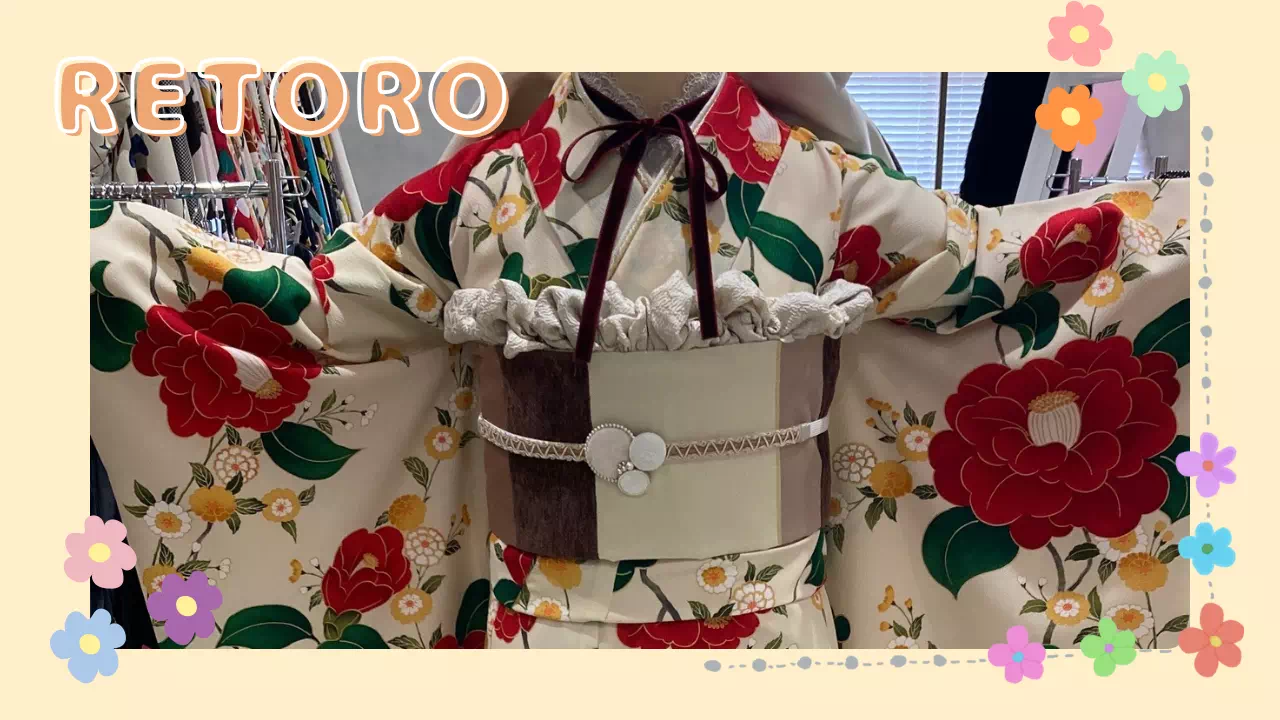【TAKAZEN姫路店】♡1日　明るくポップな雰囲気が可愛い！鮮やかな赤色ツバキのレトロ振袖のご紹介♡