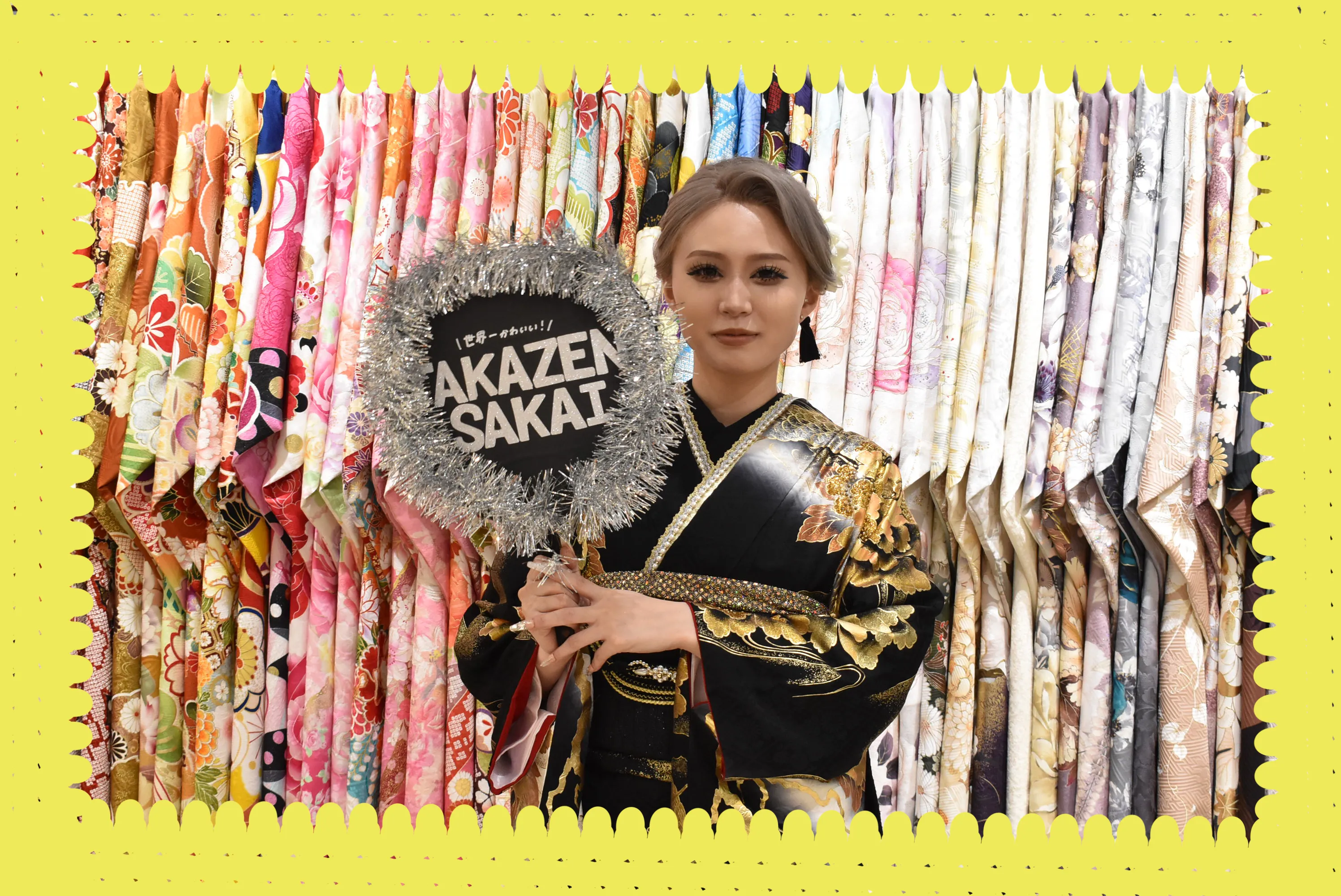 振袖　前撮り撮影会　TAKAZEN堺店　ジャパンモード　黒　金　かっこいい