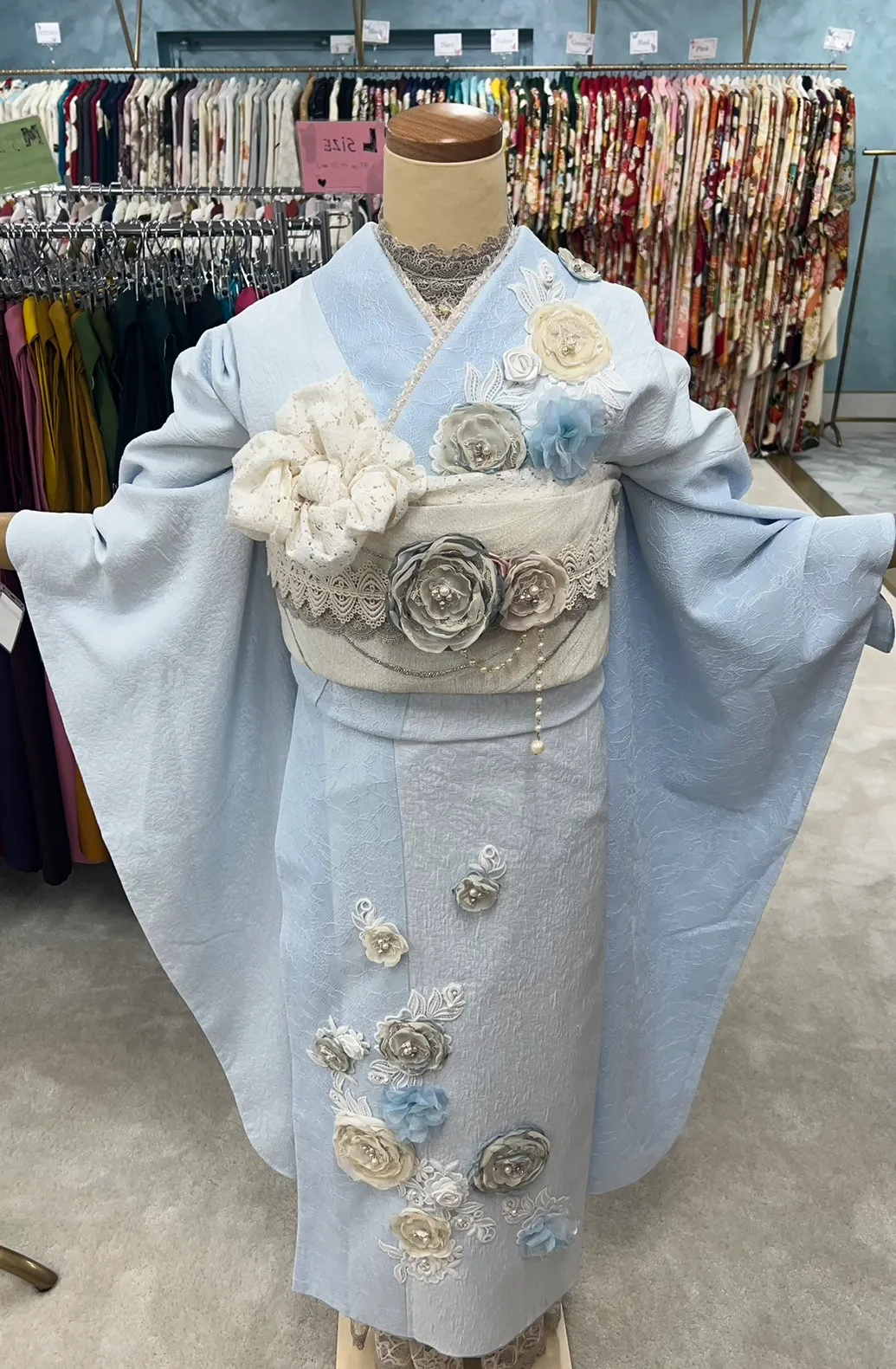 振袖レンタル　成人式　なんば　心斎橋　天王寺　大阪　人気　かわいい　水色
