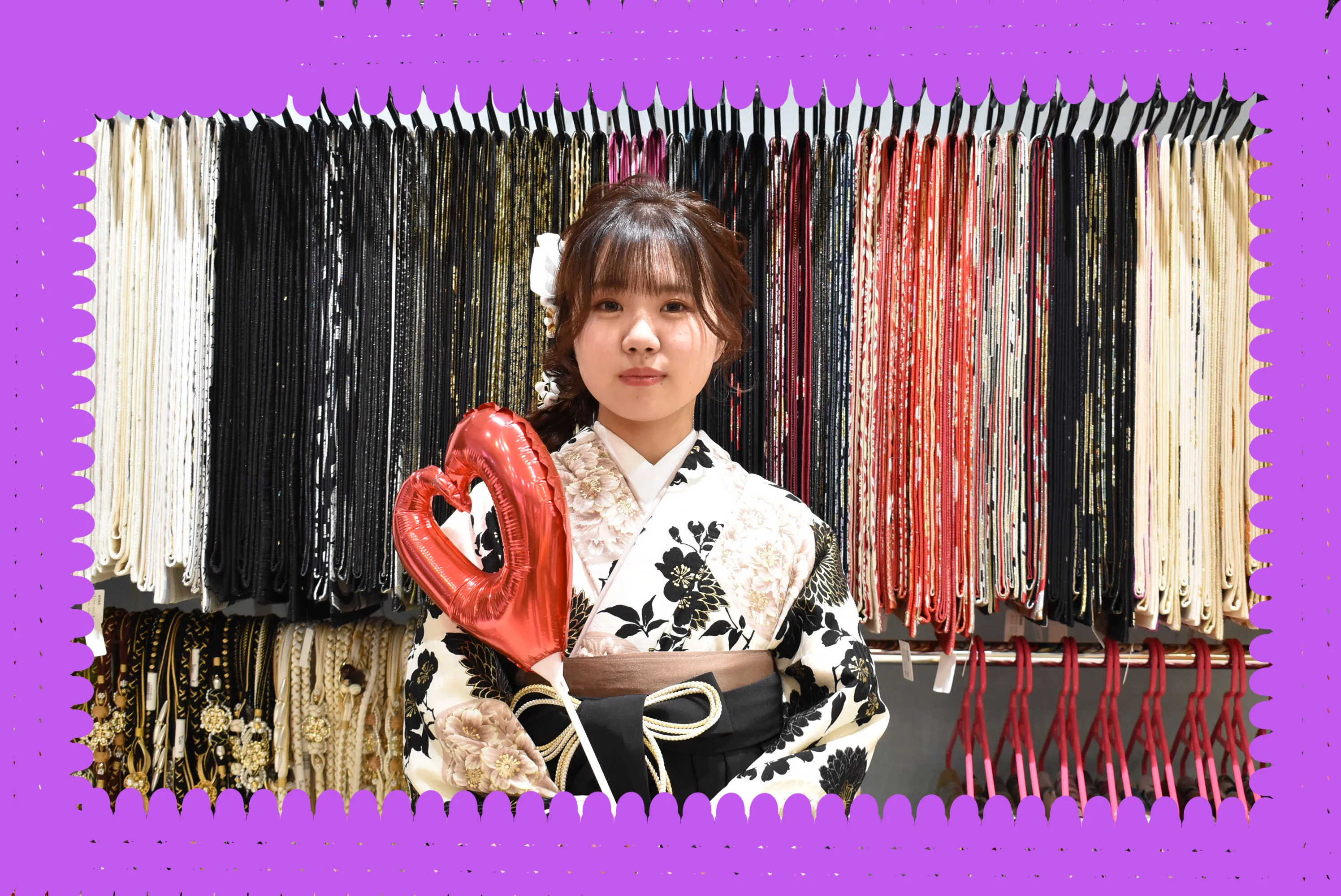 振袖　　袴　イマドキ　白黒　オシャレ　前撮り撮影会　TAKAZEN堺店　