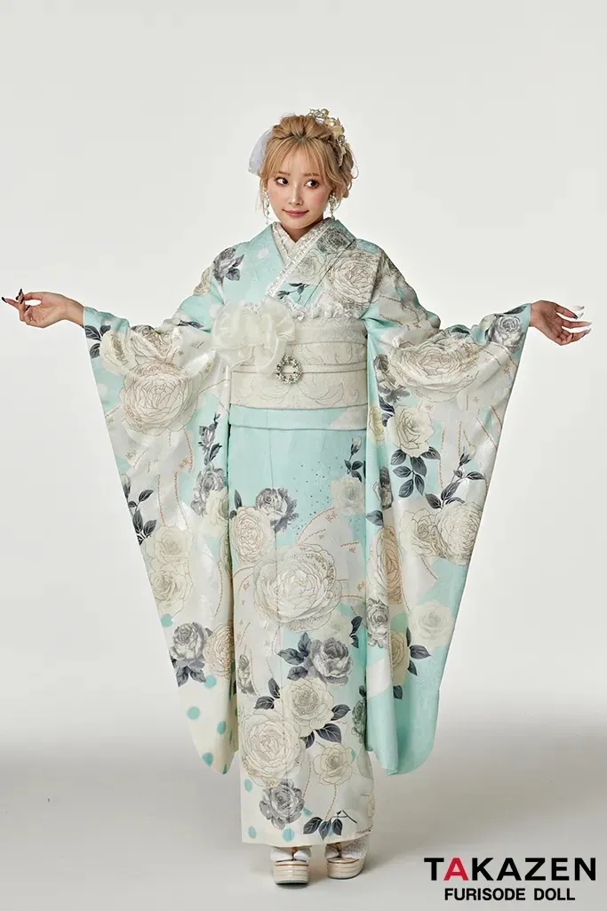 TAKAZEN　タカゼン　オリジナル振袖　ヘップバーン　可愛い　パステル　エレガント　フレンチガーリー　キラキラ