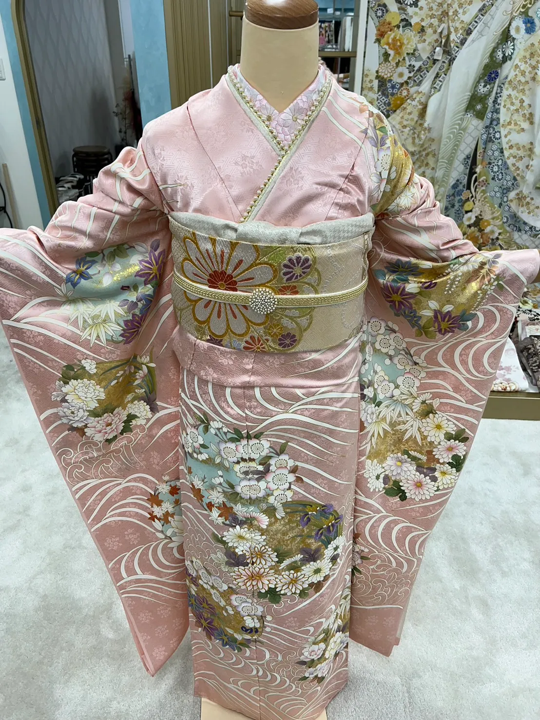 振袖レンタル　成人式　なんば　心斎橋　天王寺　　人気　前撮り　古典　ピンク　かわいい　