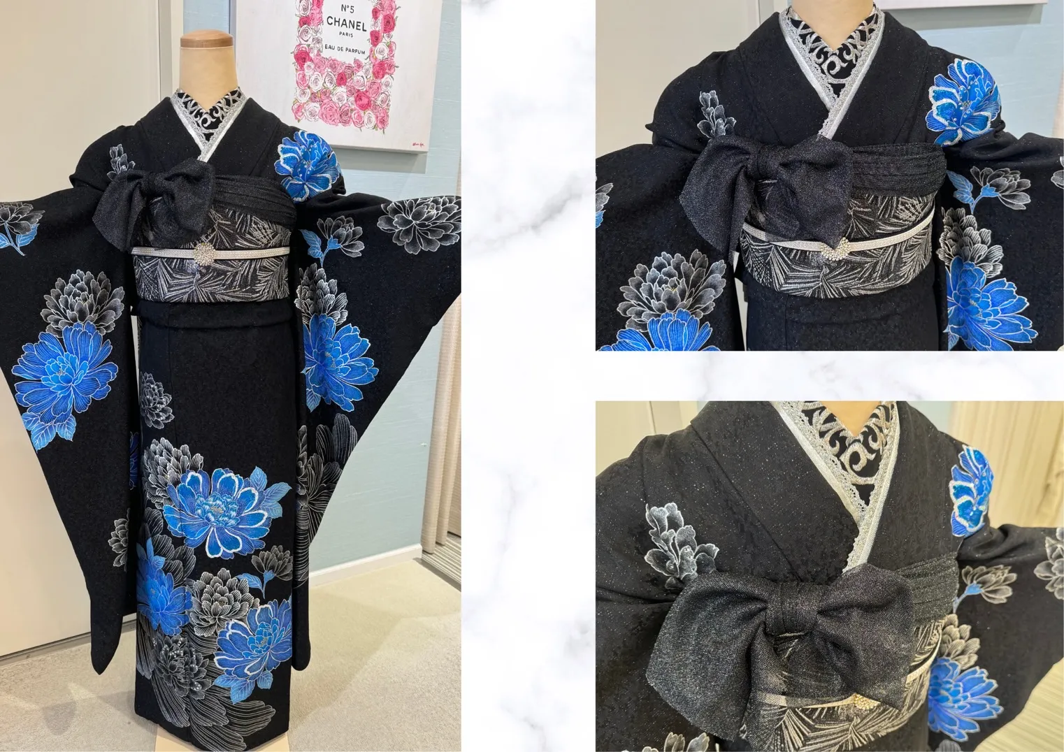 TAKAZEN　タカゼン　振袖レンタル　かっこいい　ギラギラ　黒　青　モード　ギャル
