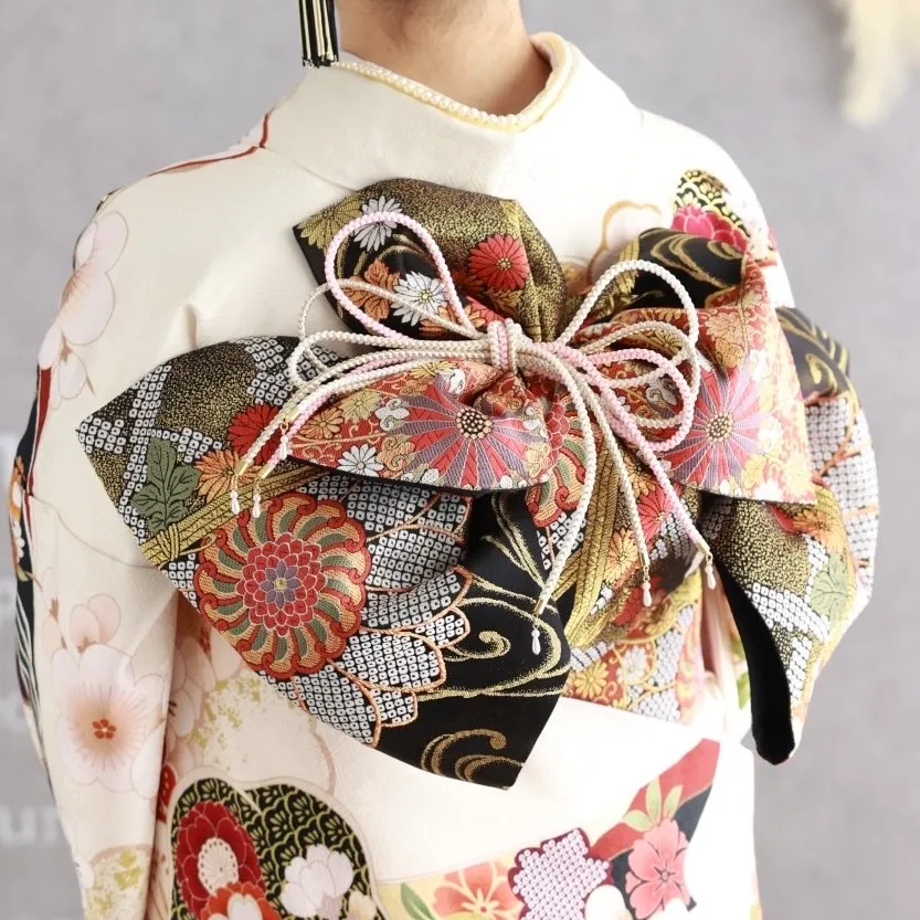 成人式　振袖　奈良　橿原　TAKAZEN　帯　袋帯　アレンジ　かわいい　オシャレ　華やか　飾り紐