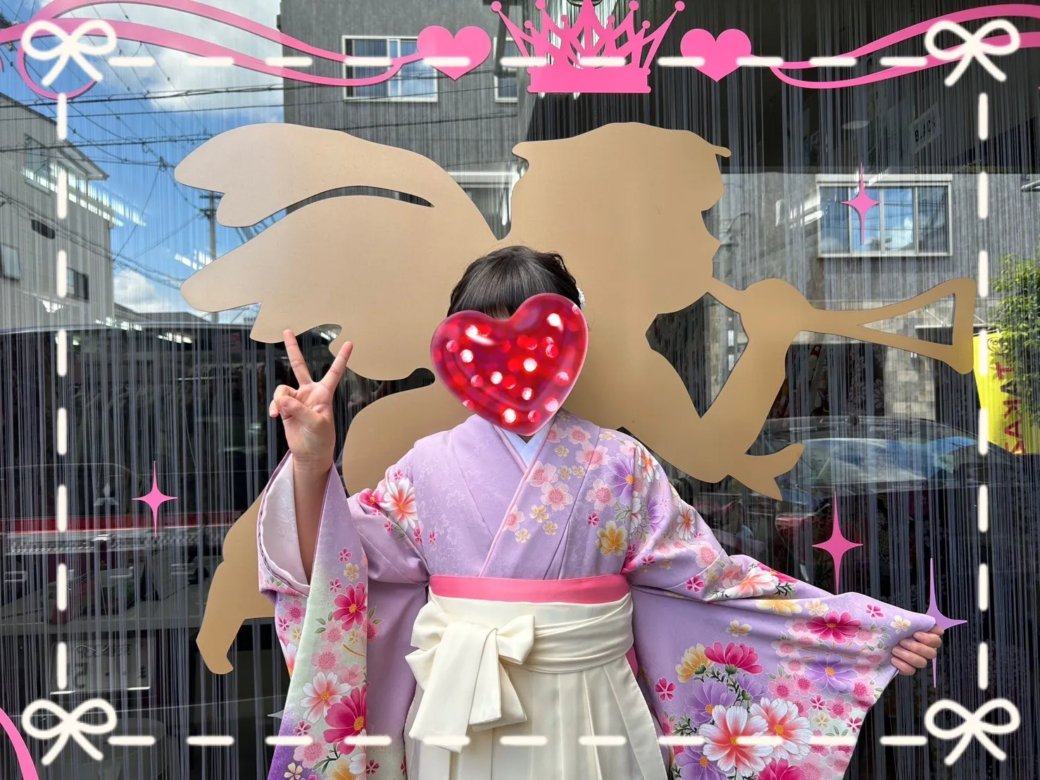 袴　レンタル　奈良　かわいい　小学生　卒業式　紫　ピンク　華やか