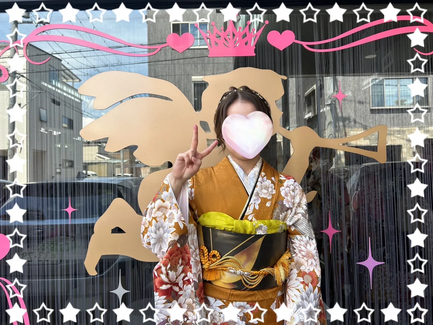 成人式　振袖　前撮り撮影会　奈良　かわいい　綺麗　オレンジ　テラコッタ　古典柄　華やか