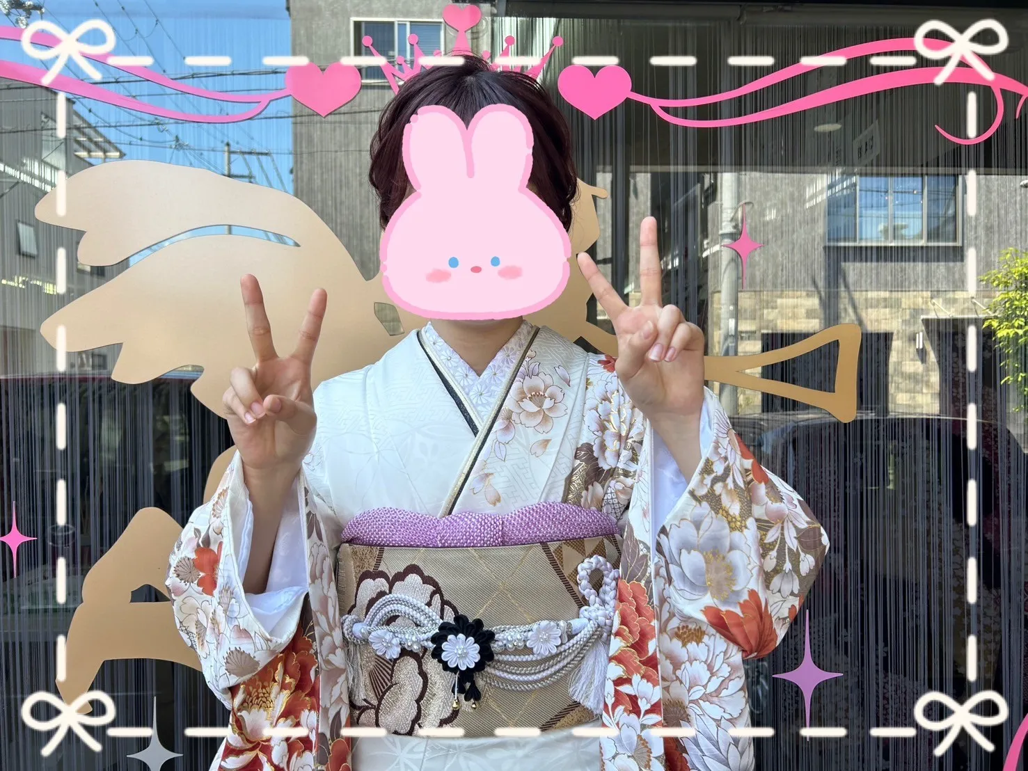 成人式　振袖　前撮り撮影会　奈良　かわいい　綺麗　華やか　オレンジ　珍しい　白ベース