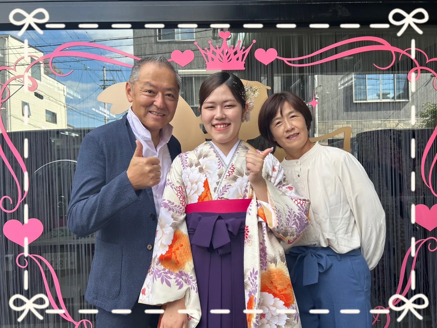 成人式　袴　前撮り撮影会　かわいい　華やか　紫　藤柄　ピンク　オレンジ