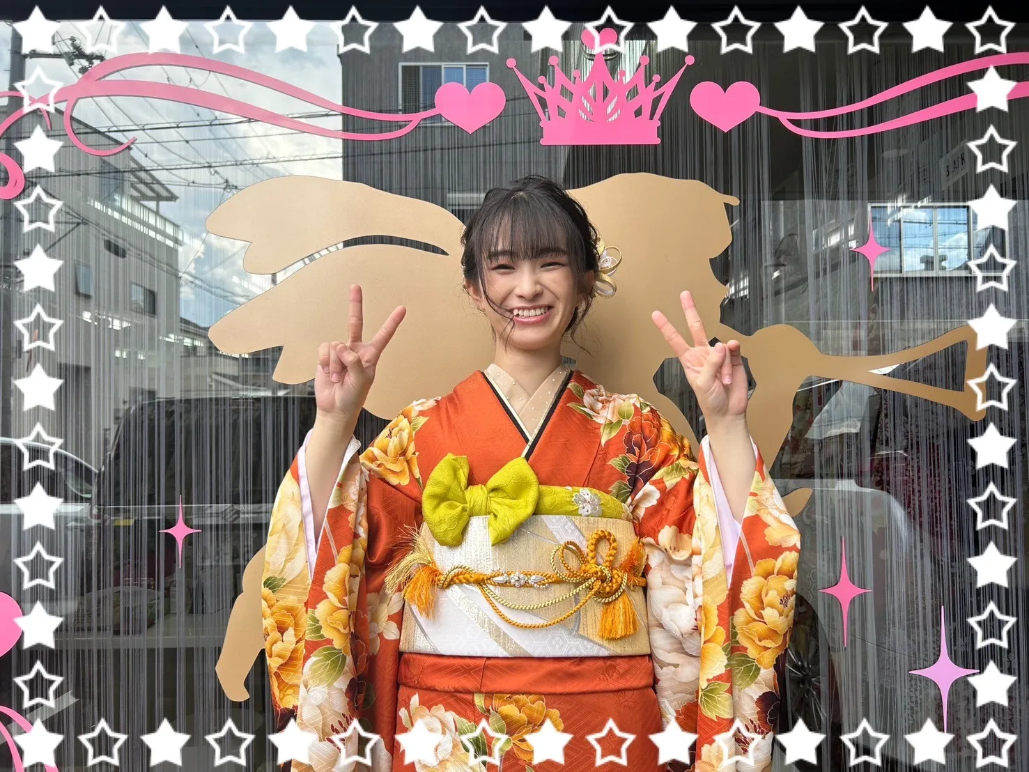 成人式　振袖　前撮り撮影会　奈良　かわいい　オレンジ　オシャレ　綺麗　明るい　