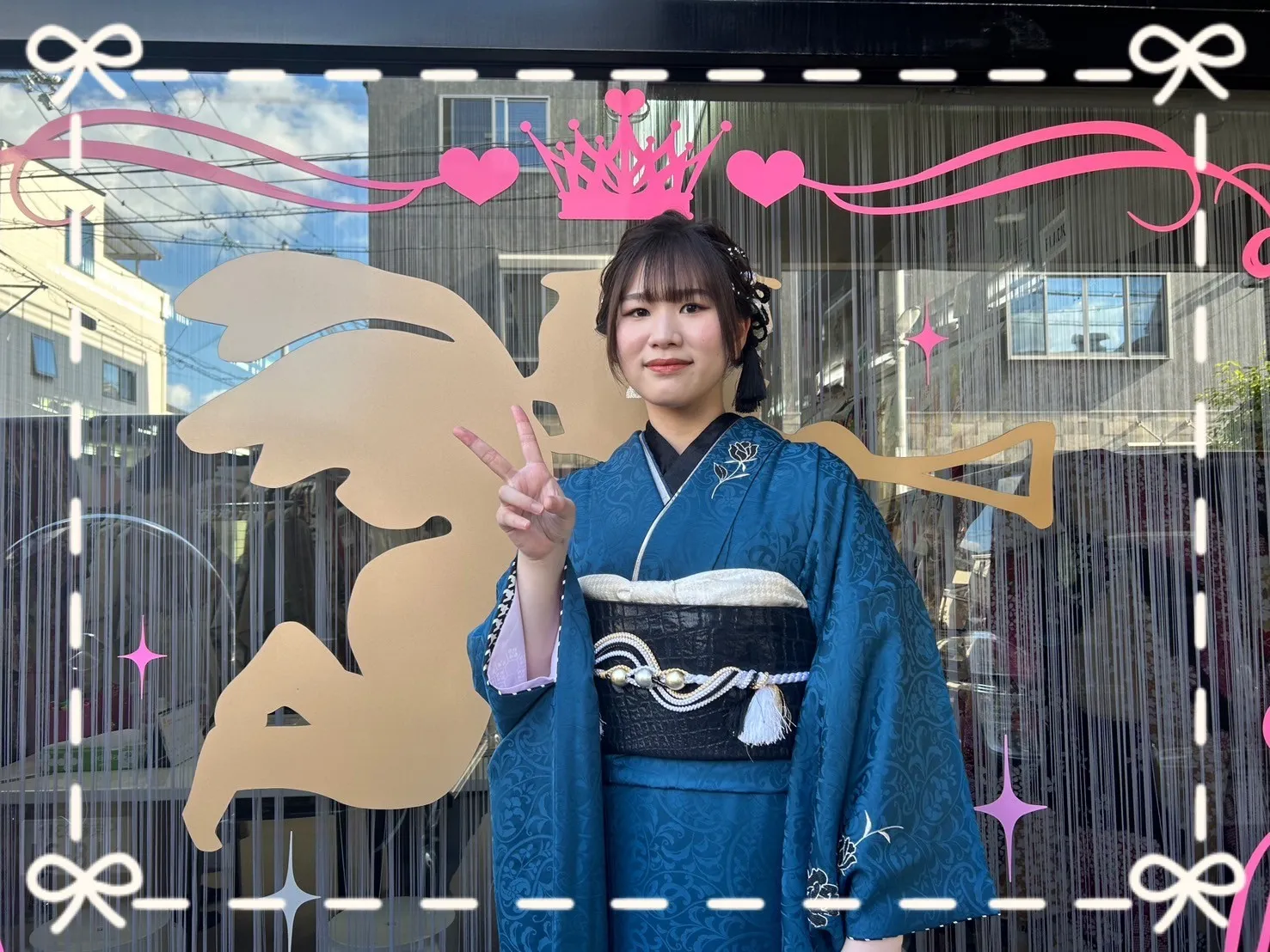 成人式　振袖　前撮り撮影会　ヴィンテージ　かっこいい　青　シンプル　かっこいい　統一感　バラ