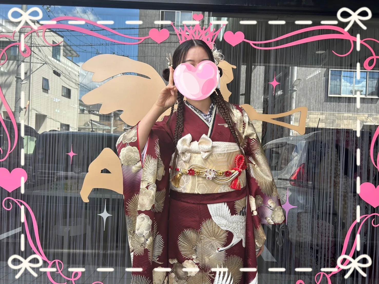 成人式　振袖　前撮り撮影会　奈良　かわいい　綺麗　絞り柄　赤　持ち込み　華やか