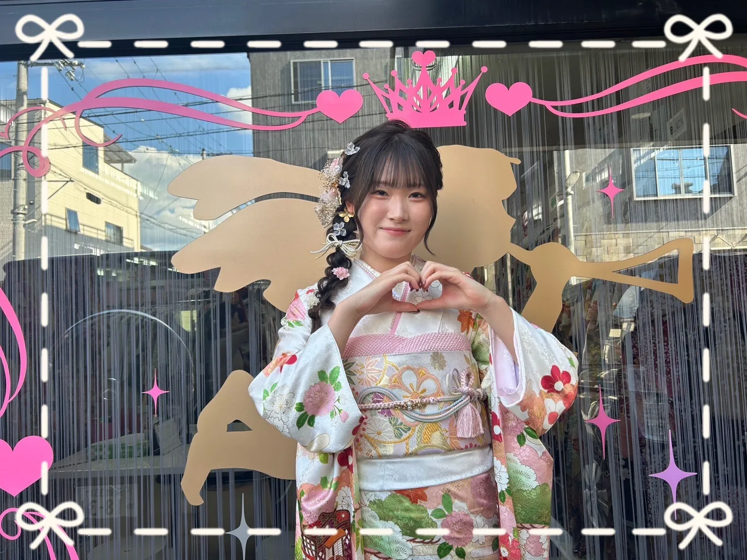 成人式　振袖　前撮り撮影会　奈良　最新作正統派古典　白/ピンク　御所車柄/牡丹柄　吉澤織物/最高級金彩手描友禅　上品　綺麗　かわいい　清楚　柄小さめ