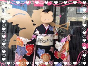 成人式　振袖　前撮り撮影会　奈良　かわいい　かっこいい　華やか　黒ベース　古典柄