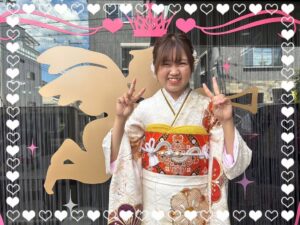 成人式　振袖　前撮り撮影会　奈良　かわいい　綺麗　華やか　白ベース　古典柄