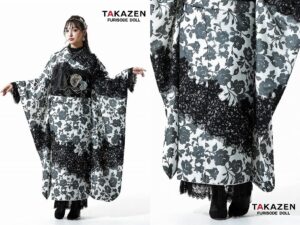 振袖　レンタル　奈良　振袖安い　ブラックレーベル　白/黒　最高級リバーレース　セレブ　レース小物コーデ　ヒールコーデ　オーガンジー振袖　香川るな