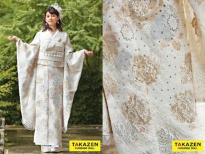 振袖　レンタル　奈良 　振袖安い　ニュースタイルデビュー“ブラックレーベル”　白/ゴールド(金)　最高級リバーレース　エレガント　キラキラスワロフスキー付き　オーガンジー振袖