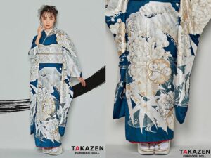 振袖　レンタル　奈良　帯　可愛い　アレンジ　華やか　綺麗　最新作粋古典　ターコイズブルー/青/白　吉祥文様/流水模様　クール　寒色系　シック