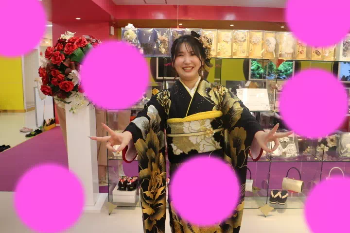 TAKAZEN神戸店　　成人式　前撮り撮影会　イマドキ　カワイイ　コディネート　振袖　レンタル　モード　カッコイイ