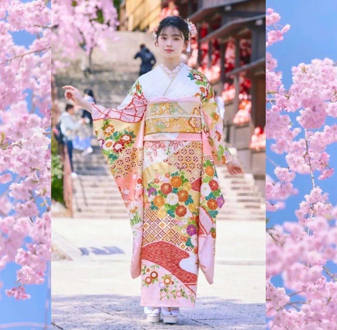 振袖レンタル　成人式　なんば　心斎橋　天王寺　プレミアム古典　南琴奈ちゃんご着用　淡いお振袖