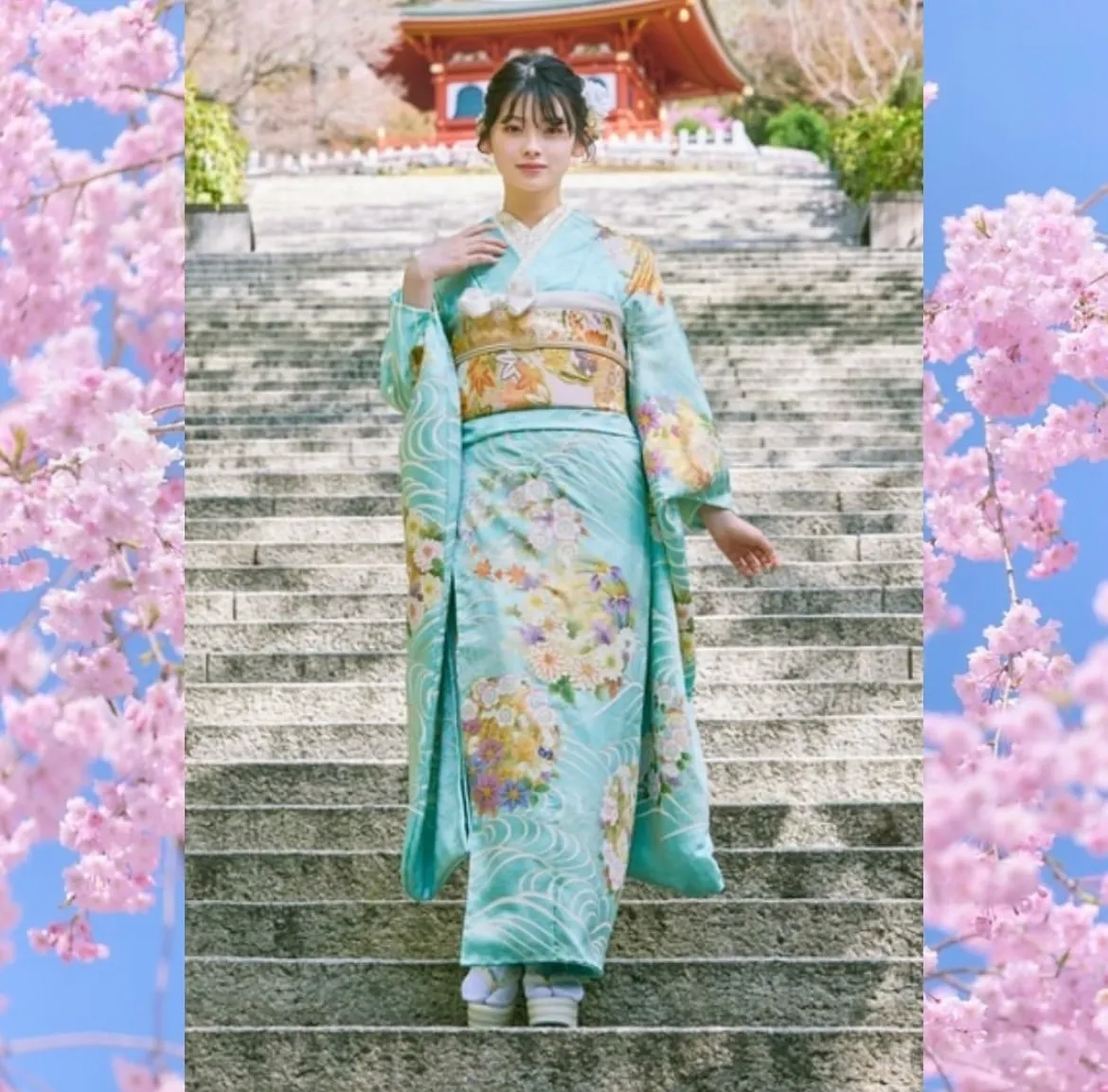 振袖レンタル　成人式　なんば　心斎橋　天王寺　プレミアム古典　南琴奈ちゃんご着用　淡いお振袖