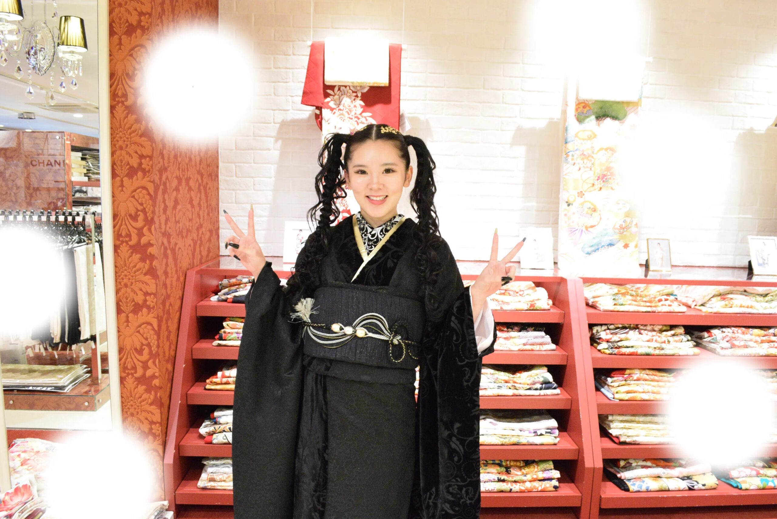 成人式　前撮り　梅田　くすみレトロ　黒　おしゃれ　ブーツスタイル