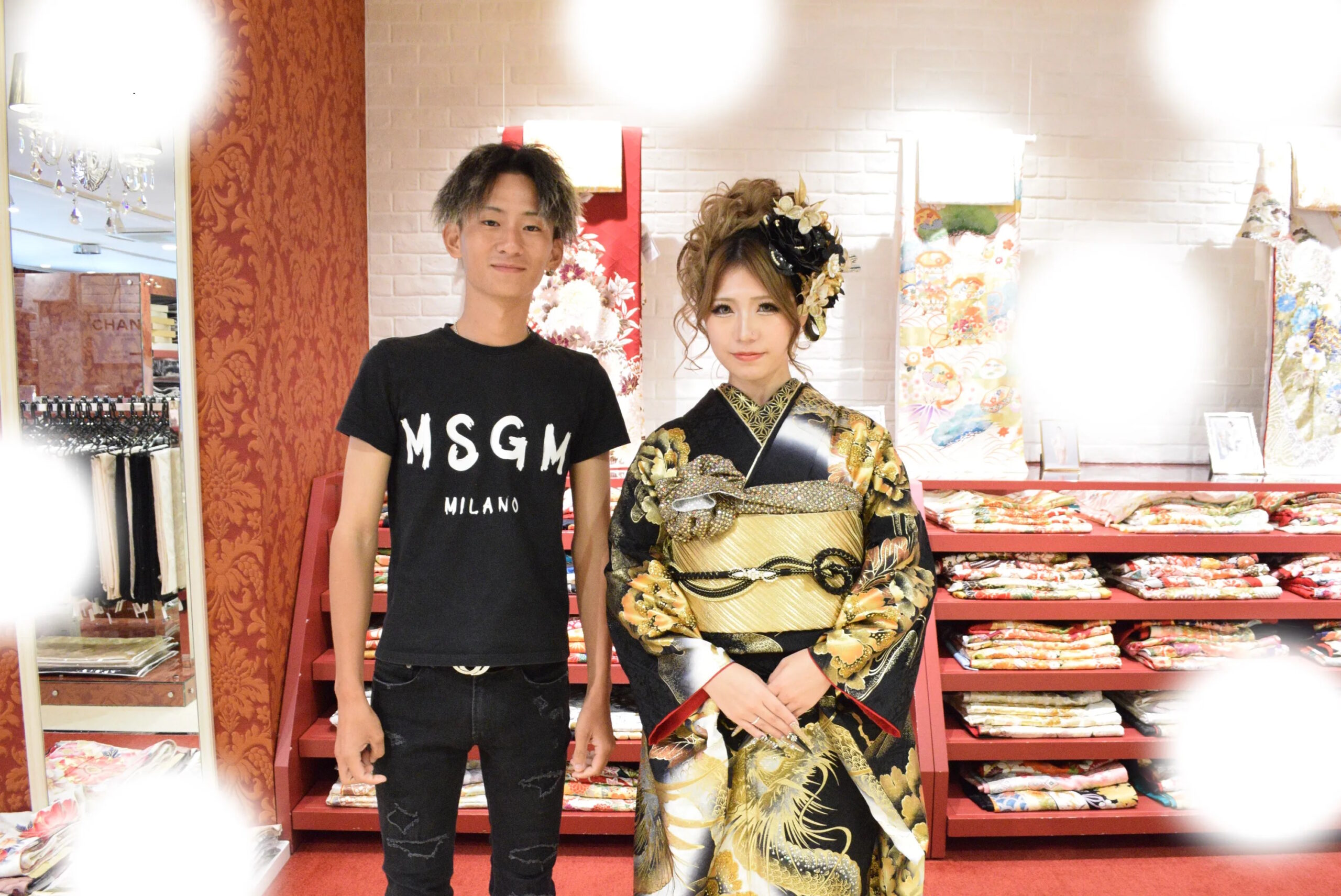 成人式　前撮り　梅田　ジャパンモード　キラキラ　ゴールド　かっこいい