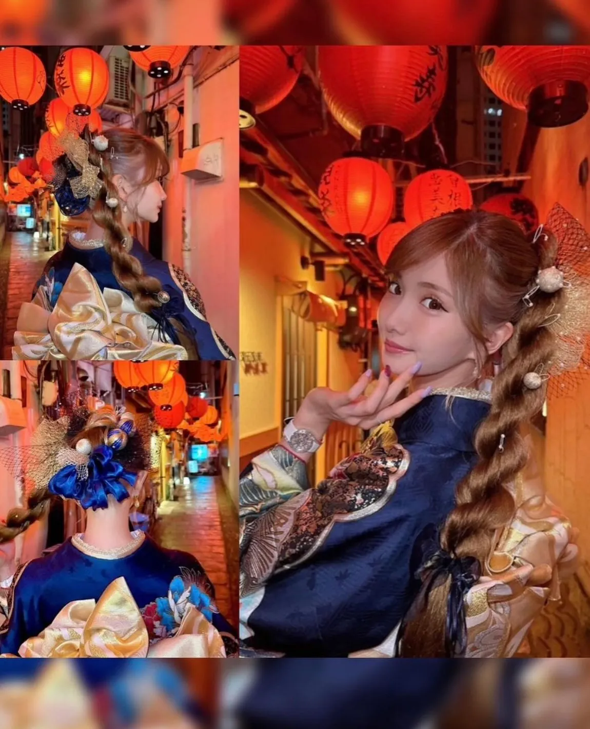 振袖レンタル　成人式　なんば　心斎橋　天王寺　シュシュ　キラキラ振袖　ひめかちゃん着用　リボン　キャバ嬢