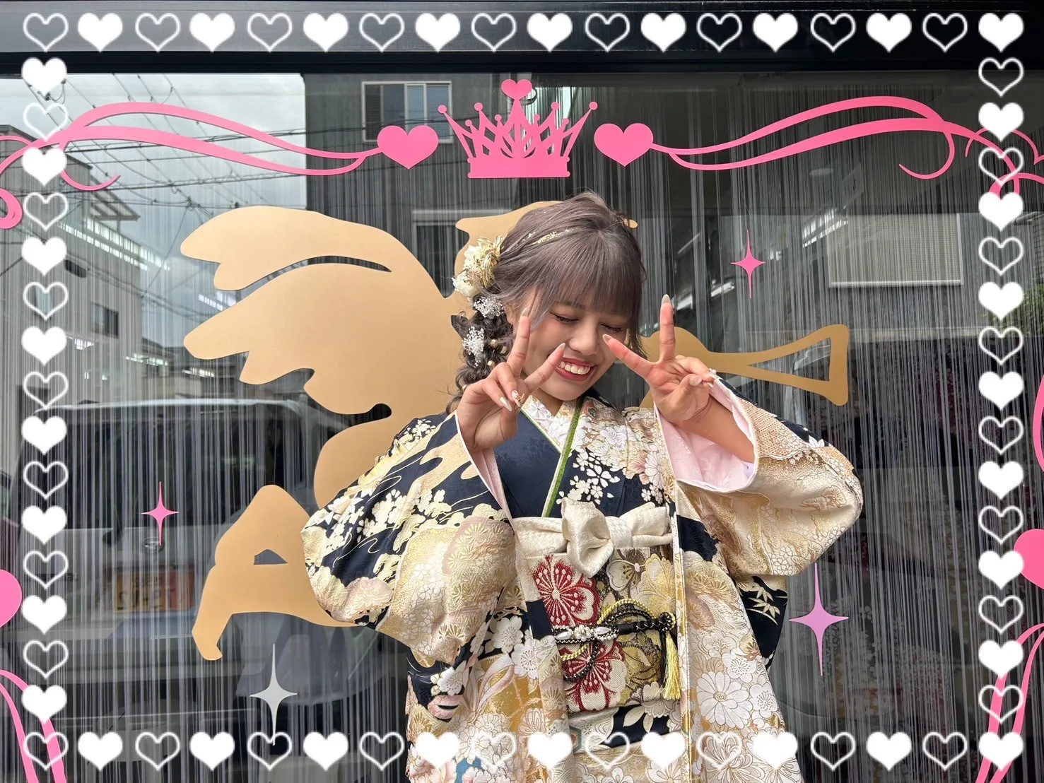 成人式　振袖　前撮り撮影会　最新作最高級古典柄振袖　関芳/最高級金彩刺繍友禅　紺/金/ネイビー　鞠柄　綺麗　大人っぽい　桂由美プレミアム　豪華　天翔天音