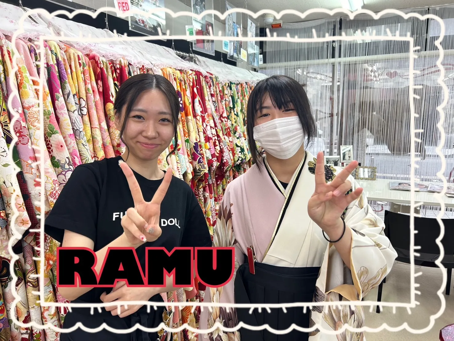 袴　前撮り撮影会　可愛い　おしゃれ くすみカラー古典　くすみピンク/白　バイカラー　香音(かのん)ちゃん　大柄　かわいい