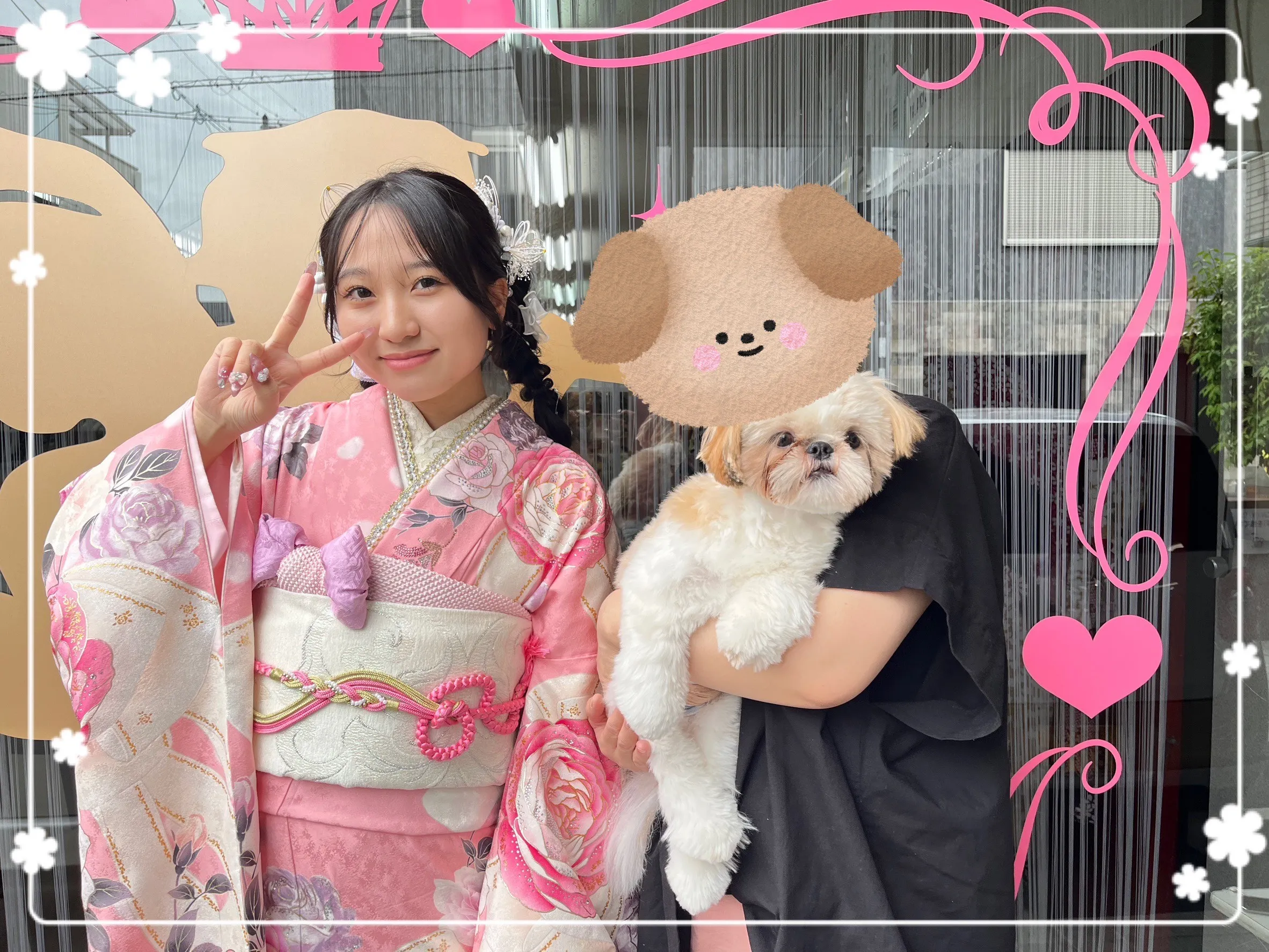 成人式　振袖　前撮り撮影会　ヘップバーン　ピンク/紫　バラ柄/リボン柄/ドット柄　かわいい　お洒落　人気　かわいい　写真映えする振袖