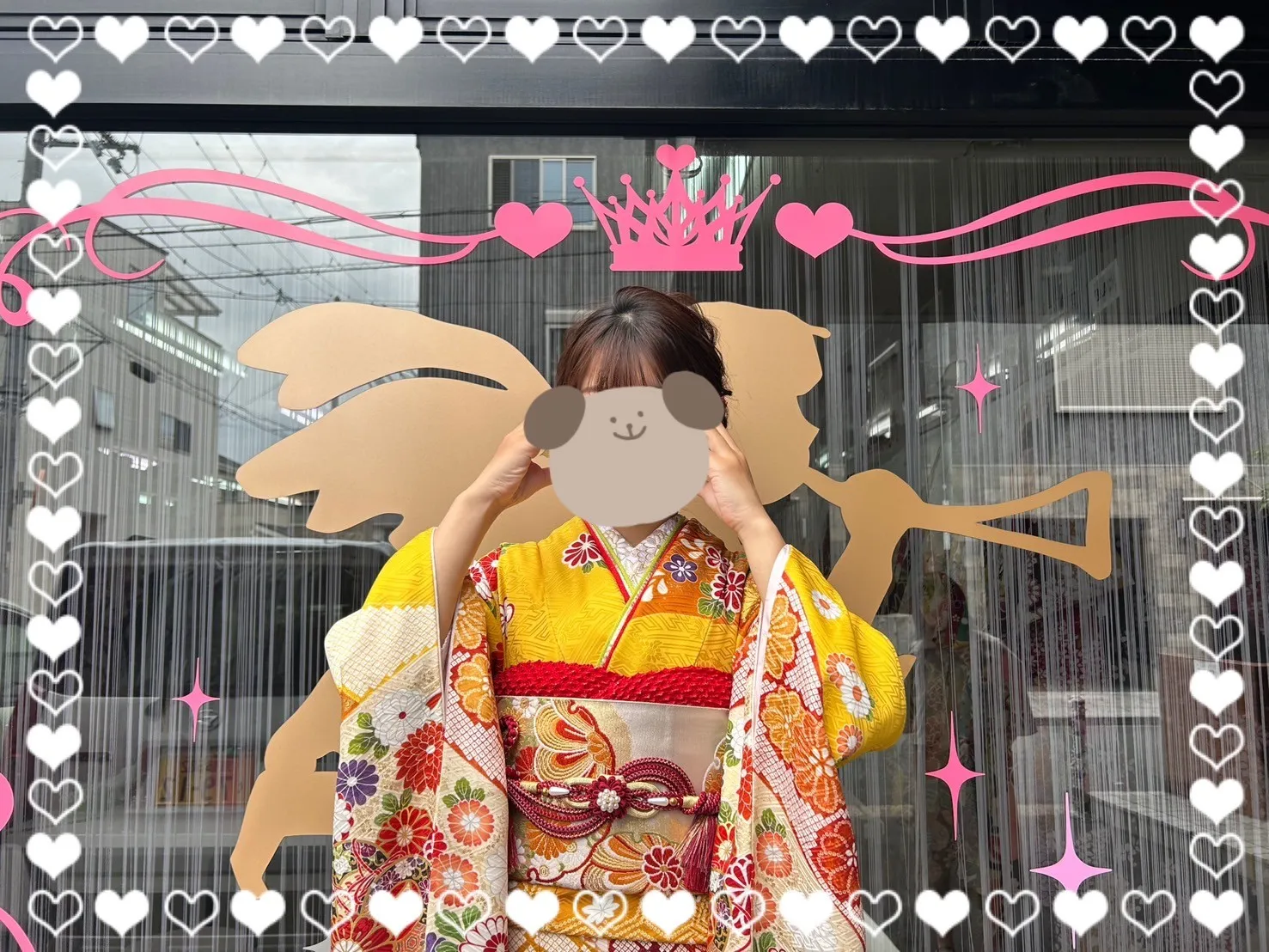 成人式　振袖　前撮り撮影会　古典　黄色　ビタミンカラー　明るい　華やか　小花柄