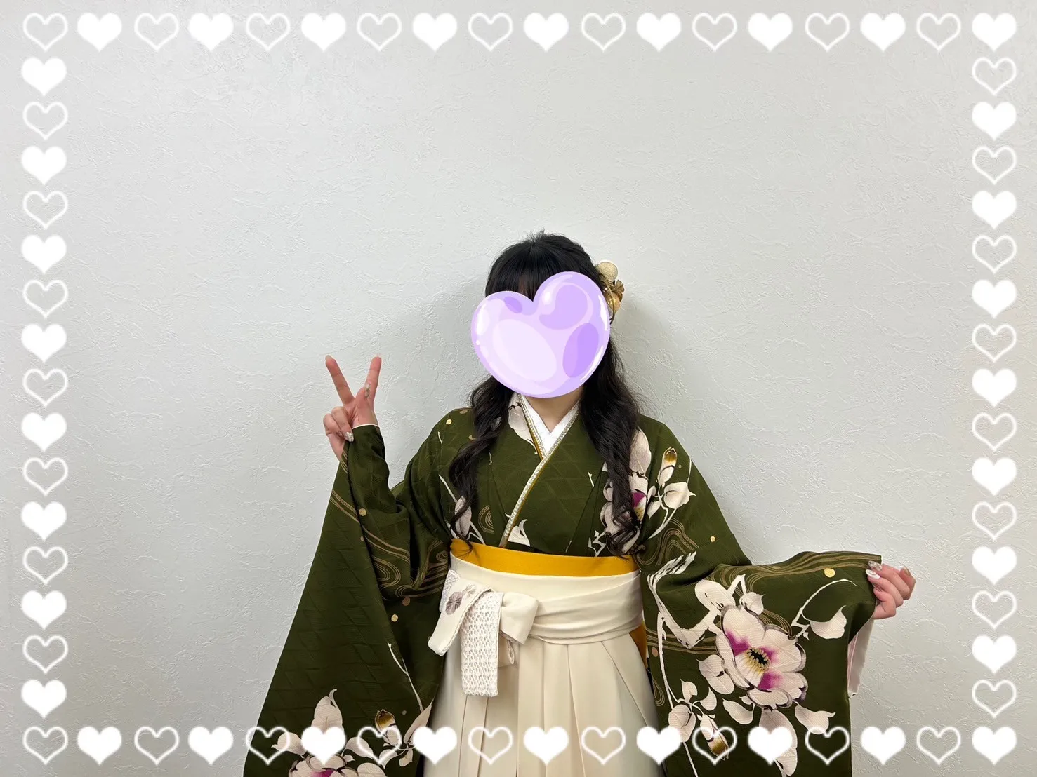 袴　前撮り撮影会　可愛い　おしゃれ　古典　緑　渋い　