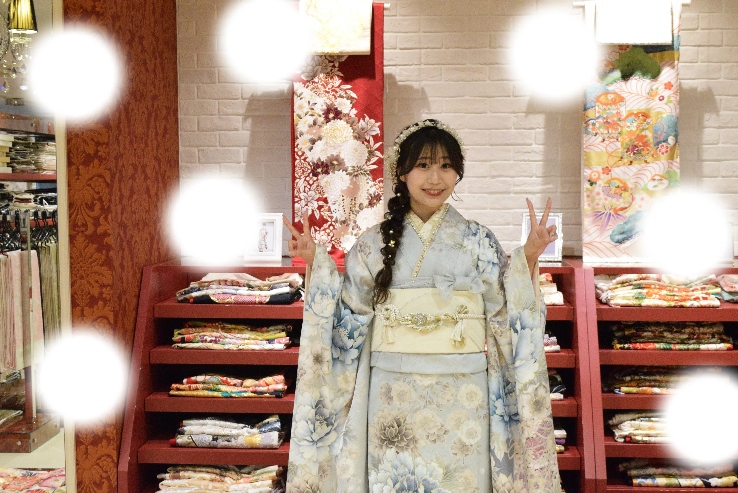 成人式　前撮り　梅田　くすみカラー　水色　キラキラ　かわいい