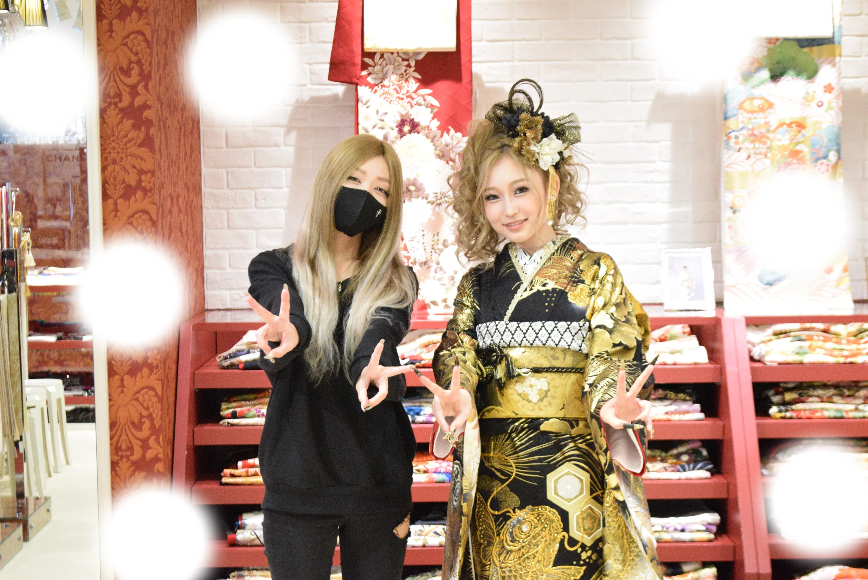 成人式　前撮り　梅田　キラキラ　ジャパンモード　ゴールド　鯉　ギャル