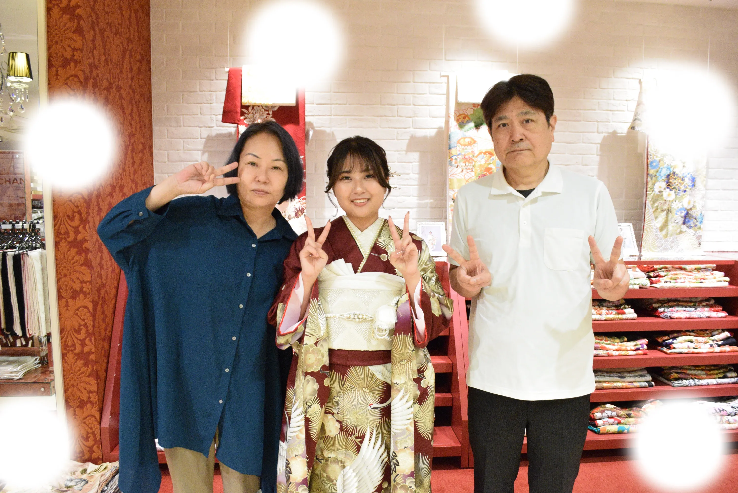 成人式　前撮り　梅田　ヴィンテージ　赤　鶴柄　かっこいい　人気