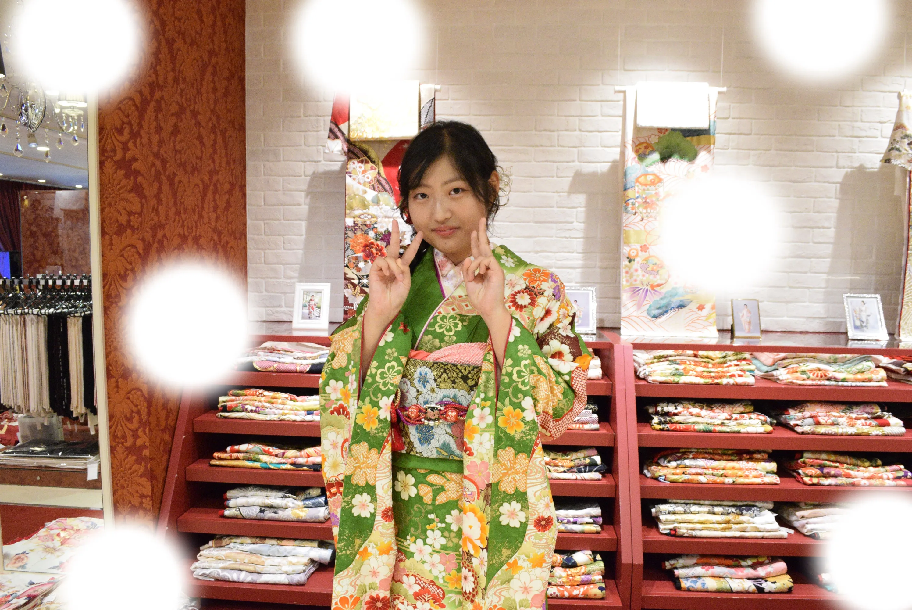 成人式　前撮り　梅田　緑　古典　可愛い　伝統的