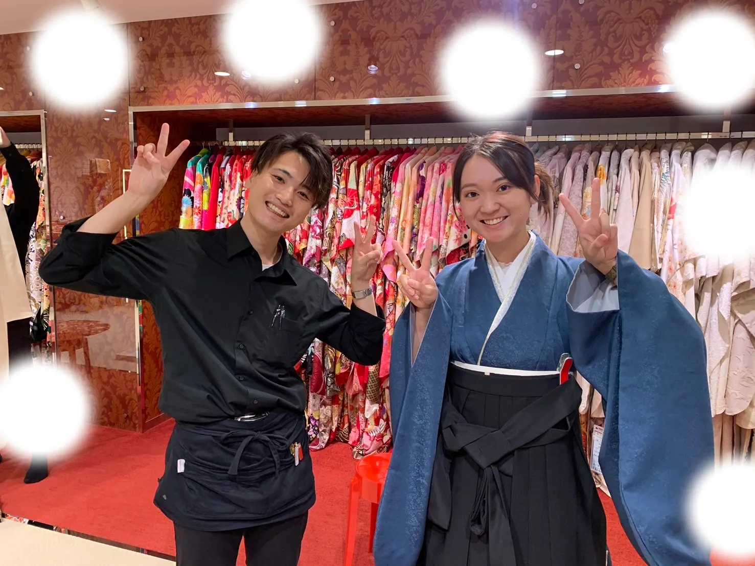 卒業式　袴　梅田　レンタル　青　シンプル　オシャレ