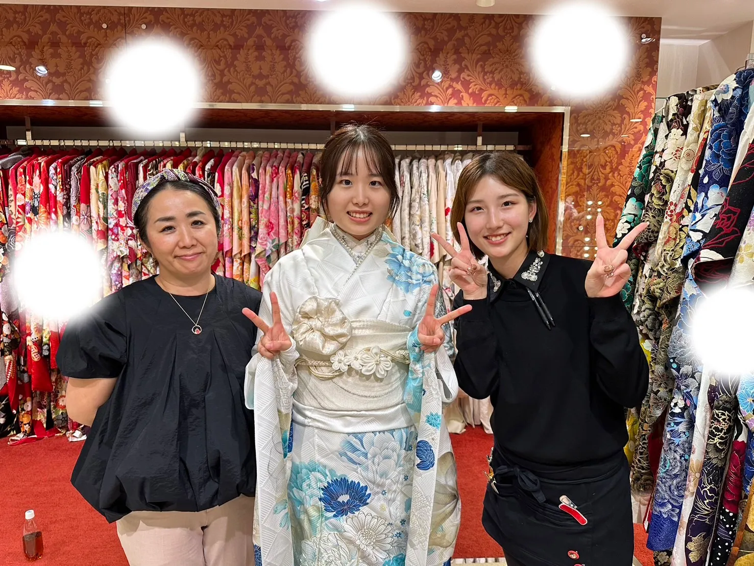 成人式　振袖レンタル　白　水色　可愛い　人気
