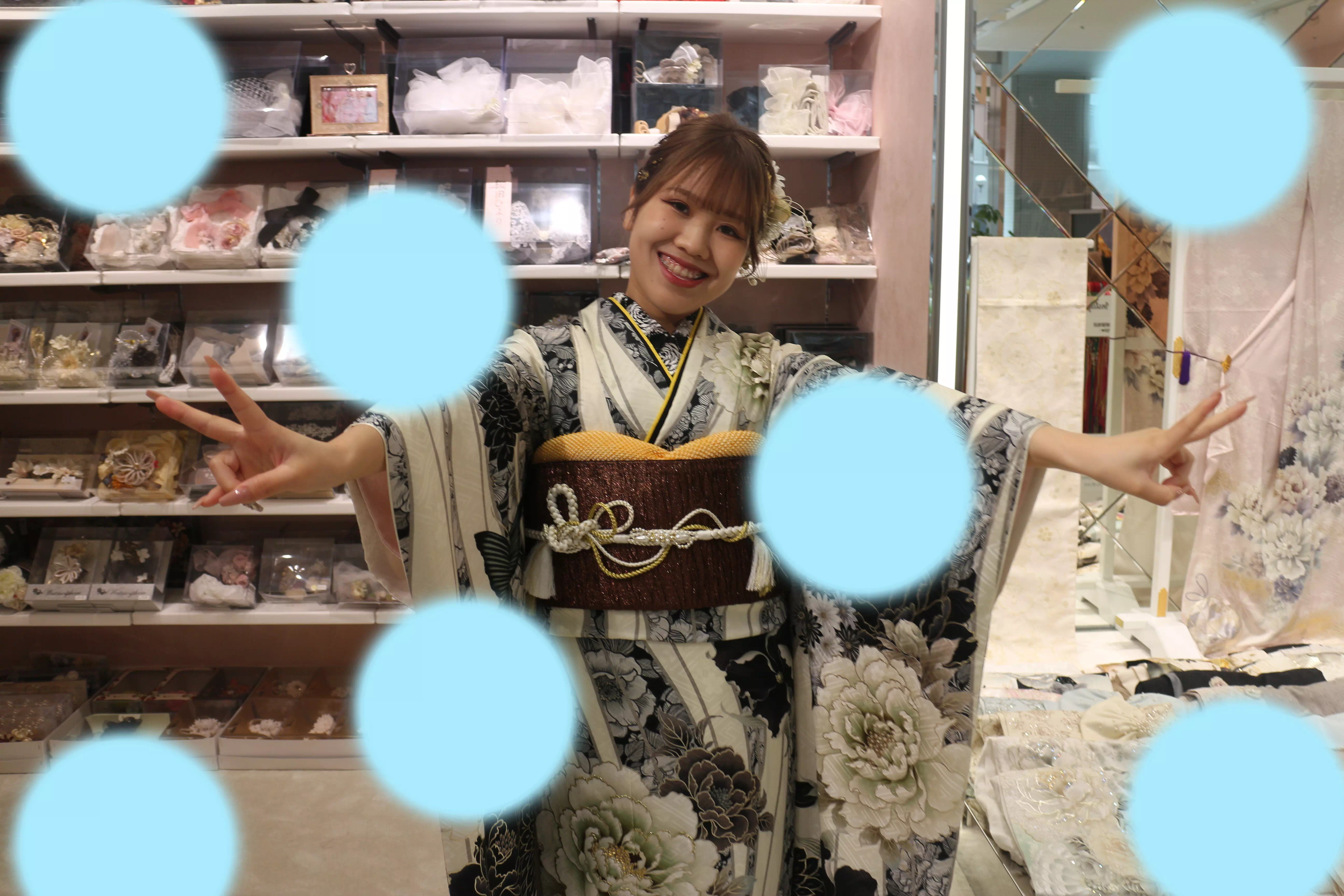 TAKAZEN神戸店　玉城ティナ　　モノトーン　前撮り撮影会　イマドキ　カワイイ　コディネート　振袖　レンタル　