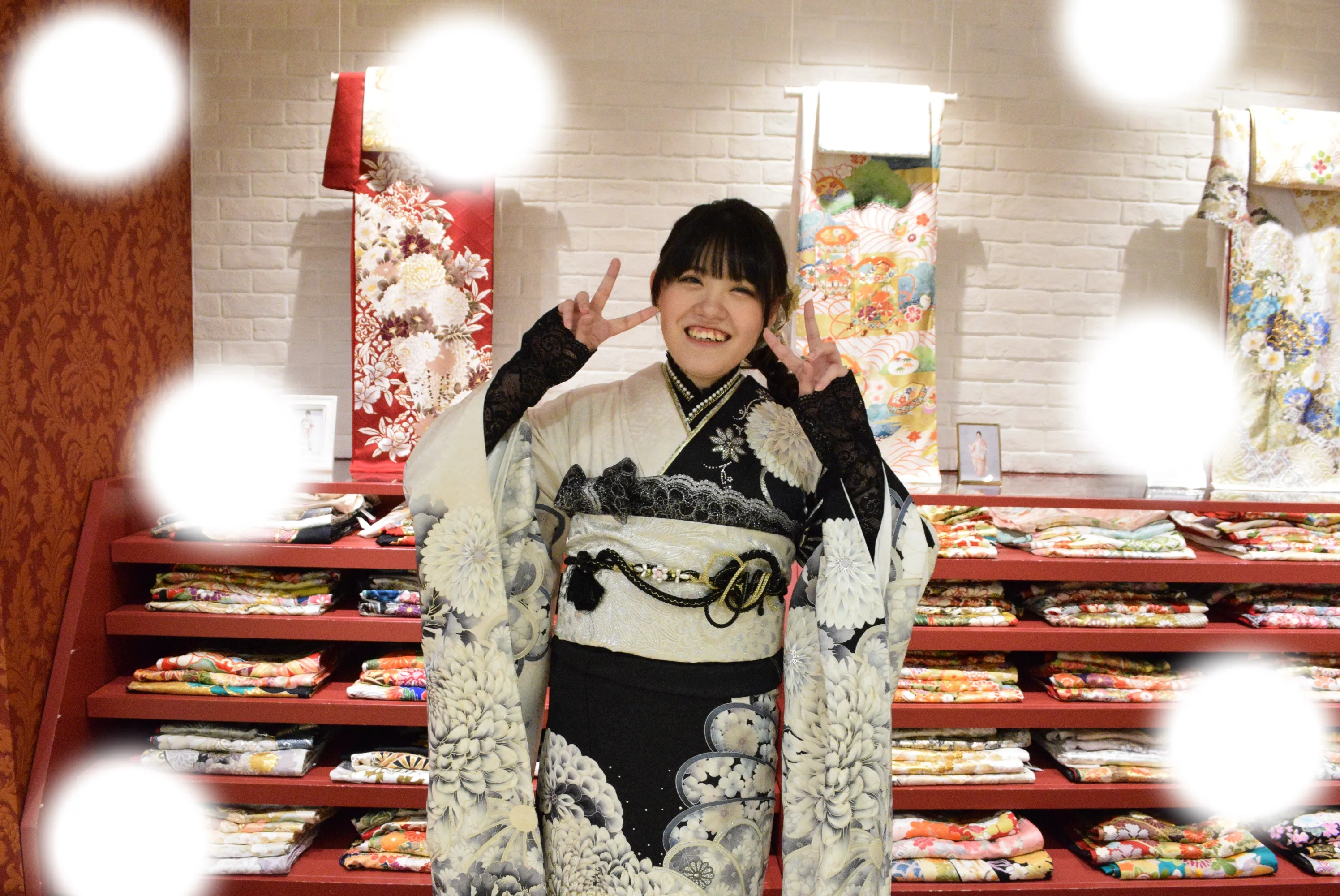 成人式　前撮り　梅田　黒　手袋　おしゃれ　カワイイ