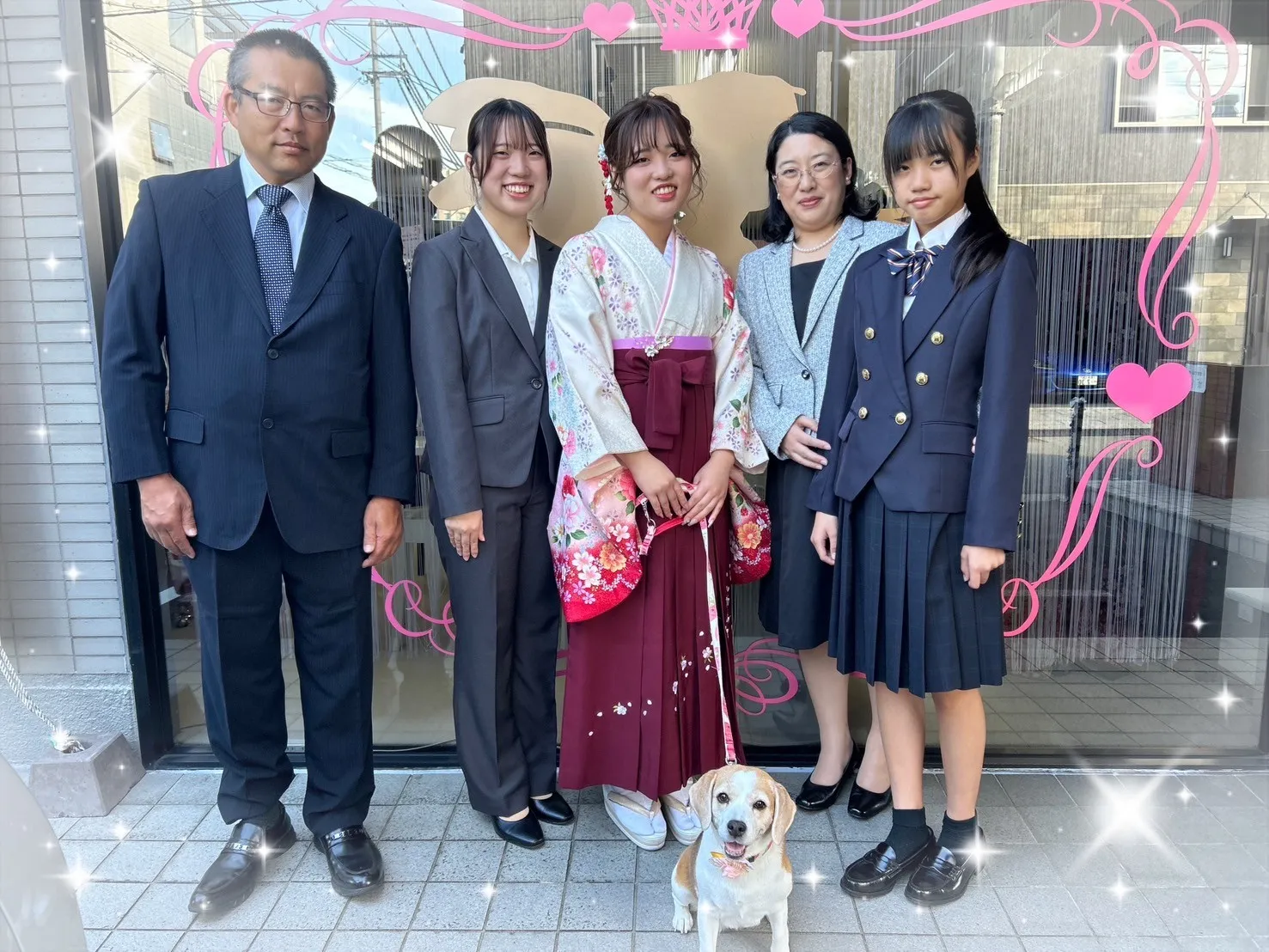 卒業式　袴　前撮り撮影会　かわいい　小花柄　白　赤　ピンク　キュー