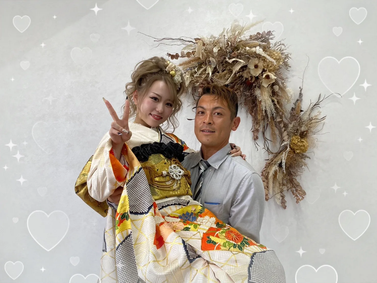 成人式　振袖　ヘアスタイル　ヘアアレンジ　前撮りヘア　編みおろしスタイル　金箔　かっこいい　かわいい　オシャレ　イマドキ
