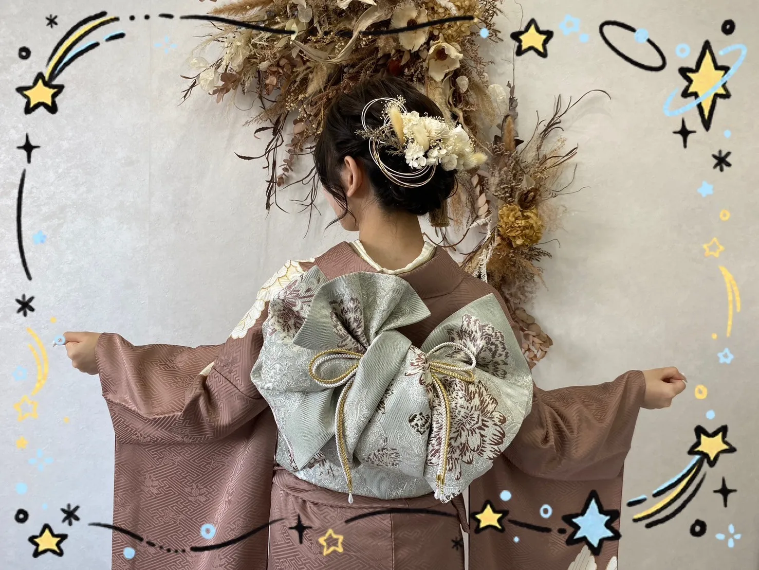 振袖　レンタル　可愛い　おしゃれ　かっこいい　イマドキ　くすみ　写真　妹割