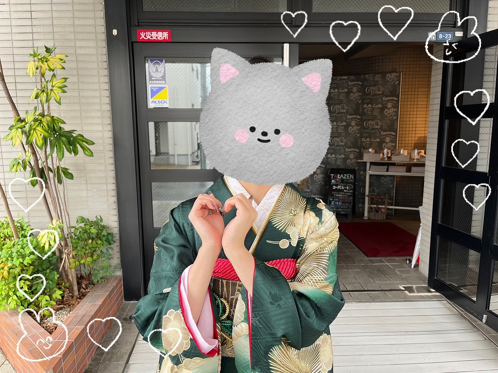 前撮り　撮影会　振袖　レンタル　奈良　きれい　かわいい　くすみ　ガーリー　古典　イマドキ　粋古典　緑/金/グリーン　鶴柄/和柄　かっこいい振袖　大人っぽい　シック　渋い