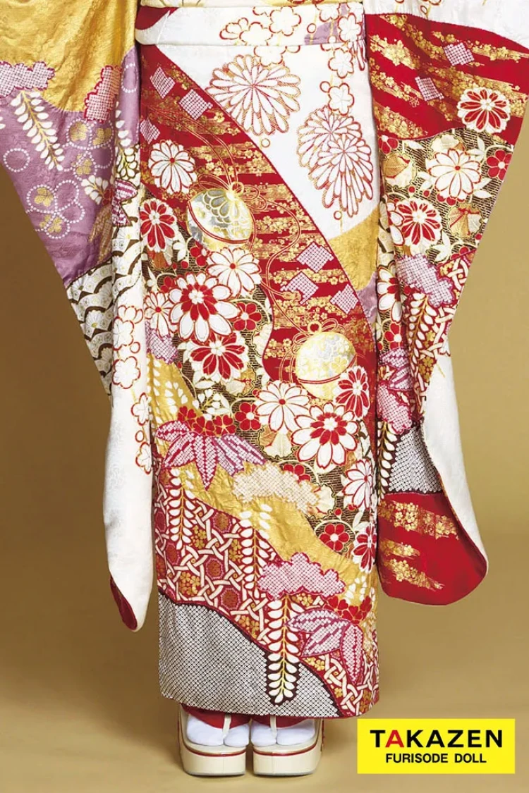 TAKAZENのレンタル振袖 最高級古典柄振袖 滝泰/最高級金彩刺繍絞り友禅 赤/金 貝桶柄/牡丹柄 大人っぽい 豪華な振袖 絞り 白宮みずほ【通販可】26039