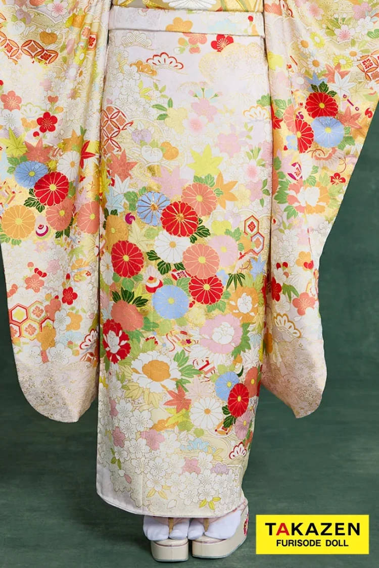 TAKAZENのレンタル振袖 プレミアム古典 青柳/最高級手描友禅 ピンク/薄い色 菊柄 かわいらしい振袖 はんなり 上品 清楚 村上なずな【通販可】26049