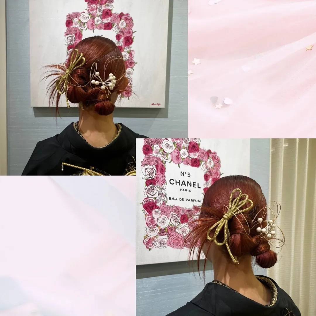ヘアアレンジ　振袖へア　袴へア　個性的　かわいい　髪飾り　リボン　花　シニヨンヘア　カチモリヘア　タイトへア　ショートヘア