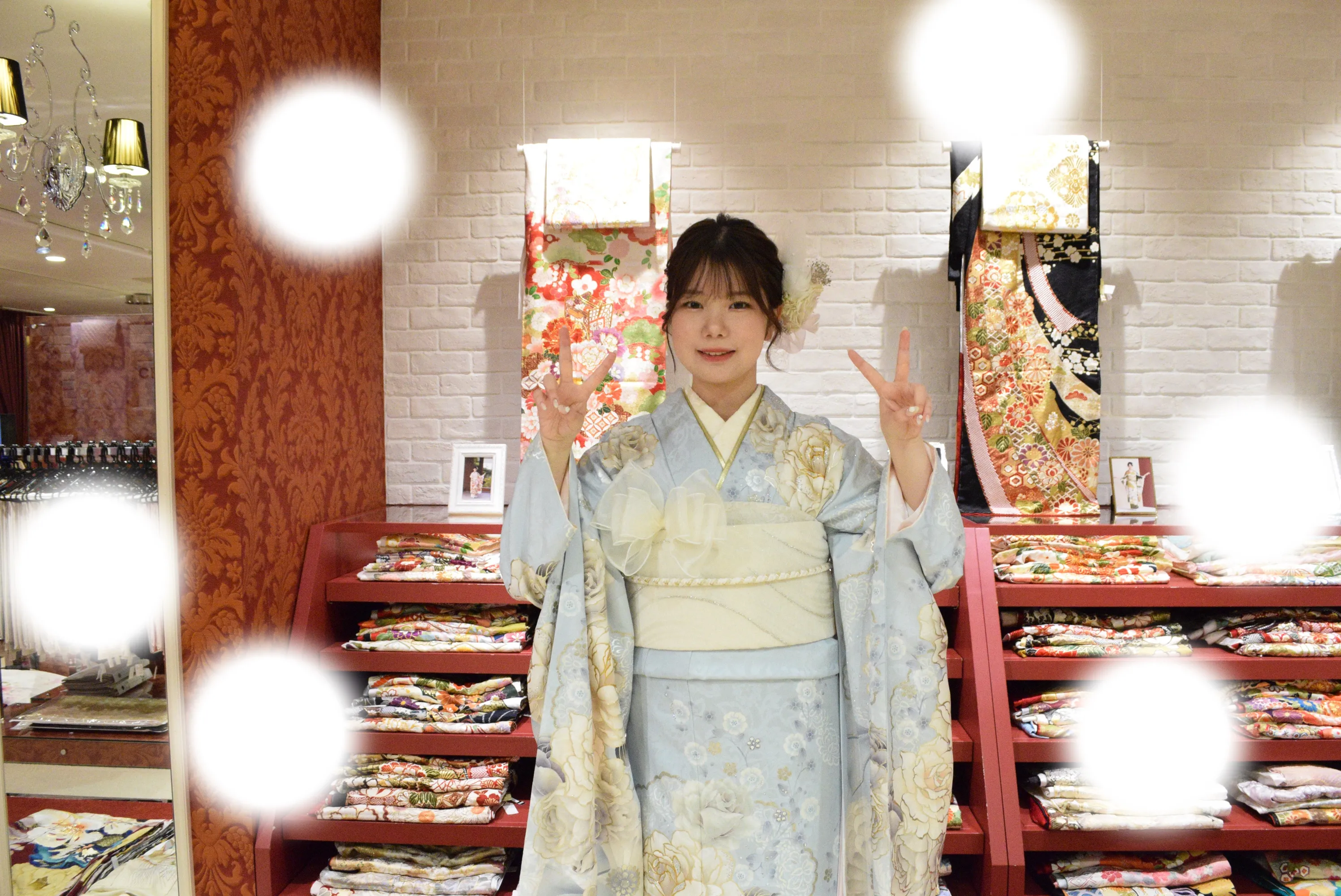 成人式　前撮り　梅田　水色　くすみ可愛い